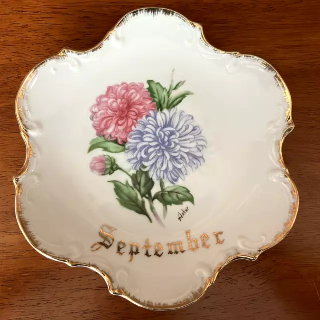 Vintage Norcrest September Aster Decorative Plate Japan HandCrafted P-214