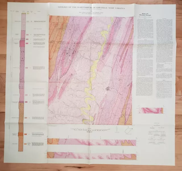 Original Vintage 1964 Geologic Map of Martinsburg Quadrangle West Virginia