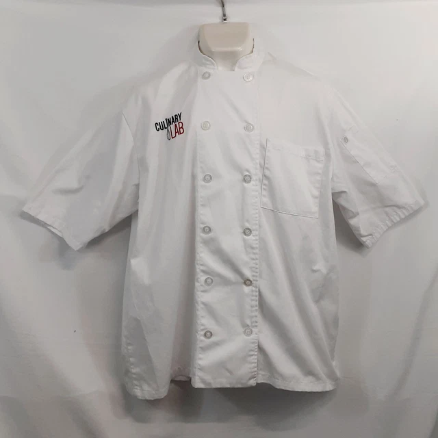 Chef Works Unisex Volnay Chef Coat Size XLarge White Culinary Lab Short Sleeve