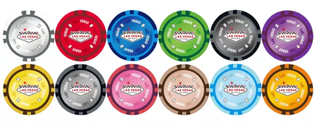Las Vegas Smooth 14 Gram Clay Poker Chips Sample Set Pack 12 Colors NEW