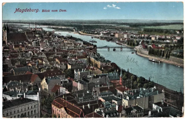 alte Ak Magdeburg, Blick vom Dom, gelaufen 1912