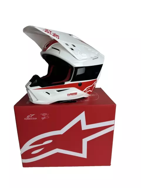 Alpinestars SM5 Bond Glossy Mens Motocross Dirt Bike Helmet Large LG White/Red