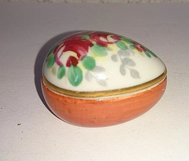 Ancienne Boîte à Bijoux Pilule En Porcelaine Peinte à La Main - Objet D’art Vintage Décoratif