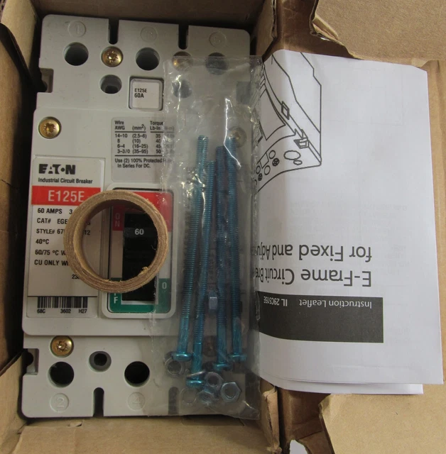 NEW EATON EGE3060FFG Series G Molded Case Circuit Breaker 60Amp 3Pole