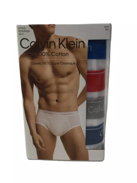 Calvin Klein Men's Underwear 6-Pack Classic Fit Cotton Briefs, White, S