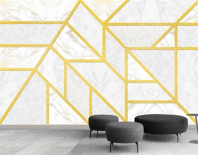 3D Geometric Black Marble Wall Murals, Modern Custom Mural Wallpaper