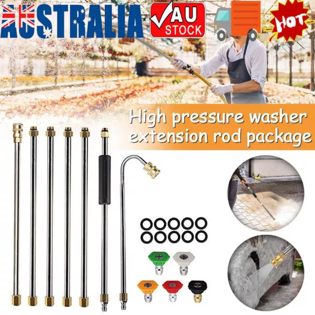 4000PSI Pressure Washer Extension Wand Gutter Cleaner Lance With 5 Spray Nozzles