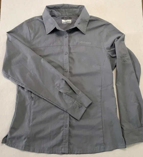 Columbia Omni Shade Vented Outdoor Shirt Womens M Roll Tab Sleeve Button Up