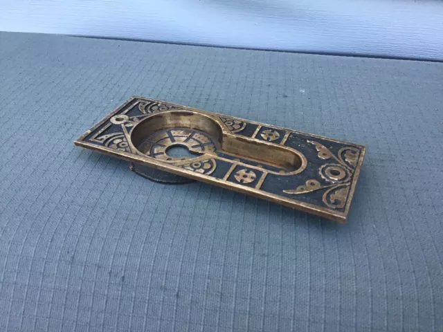 Vintage Fancy Brass Door Knob Key Plate Pocket Door Pull Eastlake Hardware