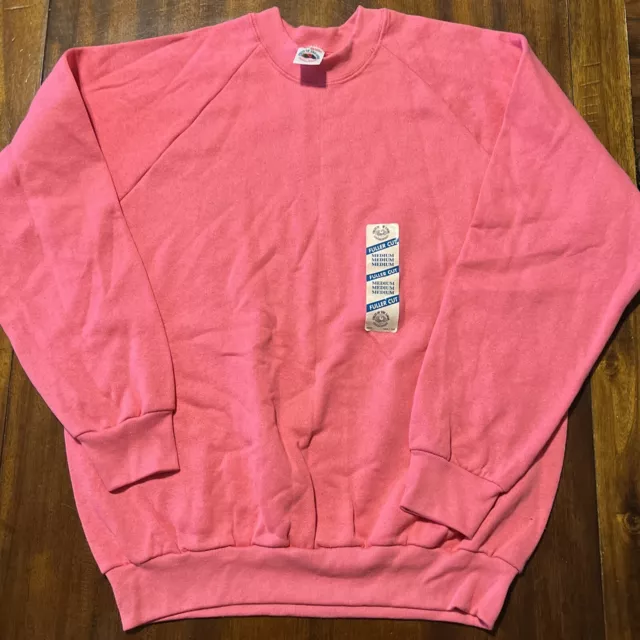 Vtg NOS Fruit of the Loom Crewneck Sweatshirt Fuller Cut Medium Pink USA MADE