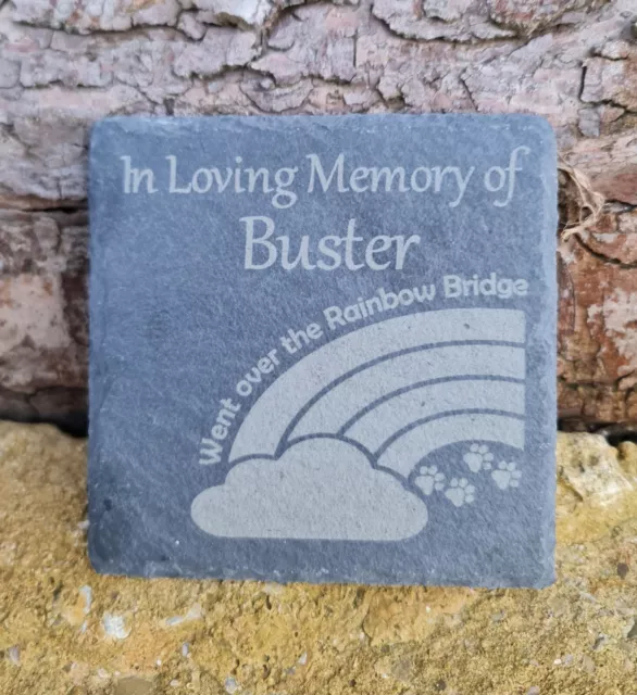 Personalised Slate Pet Memorial Plaque Rainbow Bridge Grave Marker Stone Cat Dog