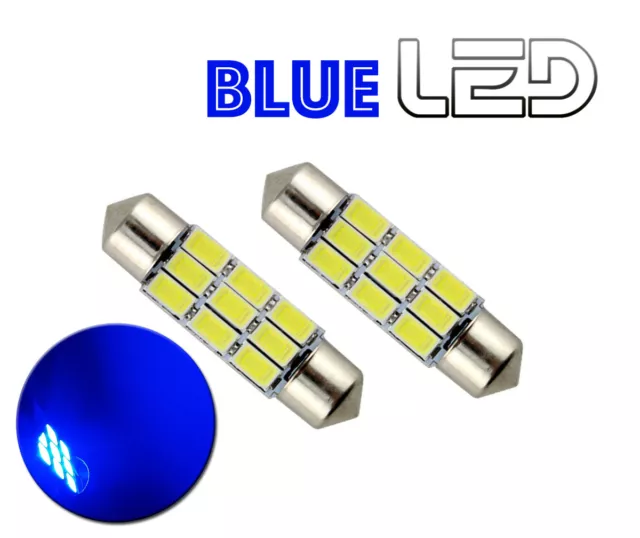 2 Ampoule LED BLEU navette Anti erreur C10W 41 mm 41mm Eclairage Plafonnier