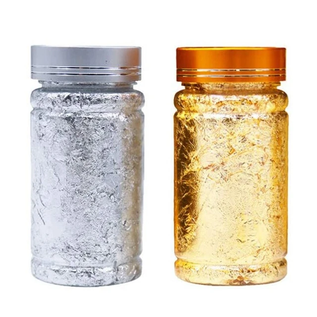 2 StüCk Metallisch Folie Papier Silber Gold Blatt Flocken für DIY a