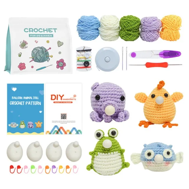 DIY Cute Cat Crochet Kit for Beginners Pet birthday hat Knitted Animal kit  With Crochet Hooks Wool Doll & Positive Animal Crocheting Knitting Kit with  Step-by-Step Video Tutorials, Creative Gift For Festival