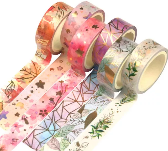 YUBBAEX Flower Gold Washi Tape Set VSCO Foil Decorative Masking Tape for Crafts