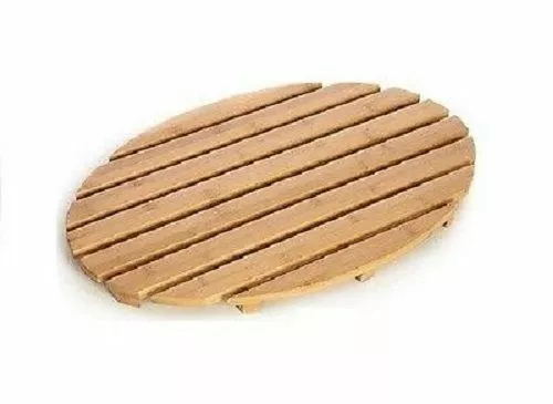 Bamboo Wooden Oval Shape Large Shower Bath Mat Slatted Duckboard Bathroom Modern