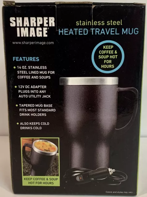 Sharper Image Heated Travel Mug Blue Stainless Steel 1020014 With