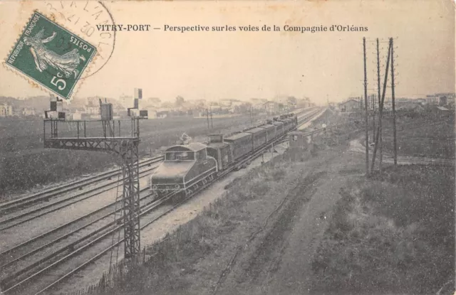 Cpa 94 Vitry Port / Perspective On The Tracks Of The Company Of Orleans / Train