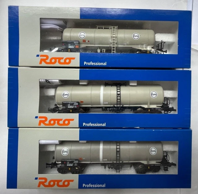 ROCO 46076 SET de 3 Wagons citerne EVA à bogies de la DB **NEUF**