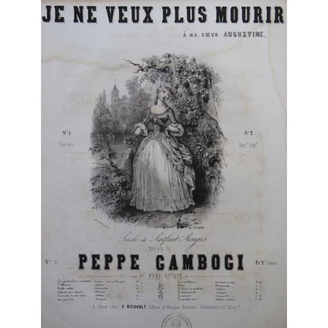 GAMBOGI Peppe Je ne veux plus mourir Chant Piano ca1848