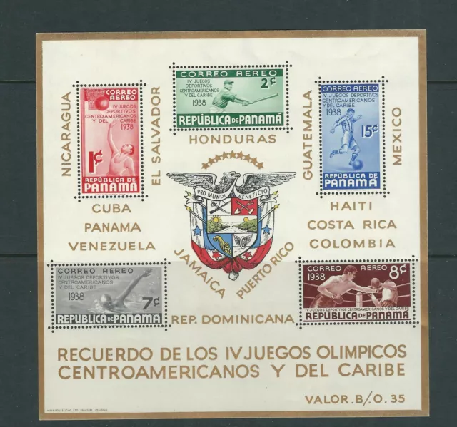 Panama 1938 4th Central American Karibik Spiele (Sc C47a) F MNH Lesen Desc