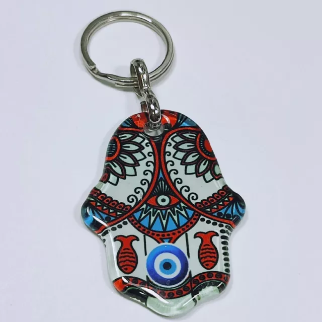 Greek Turkish RED Beads evil eye Key Chain Ring Amulet Pendant Charm