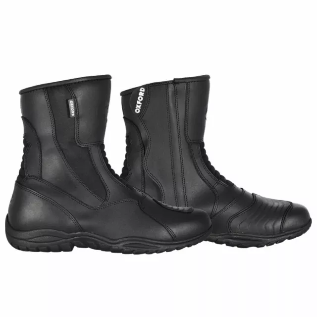 Oxford Hunter Leather Touring Waterproof Motorcycle Boots Black - UK 12 / EU 46