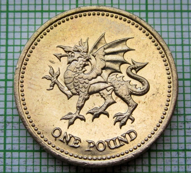 GREAT BRITAIN 2000 1 POUND, Heraldic Emblems series – WALES WELSH DRAGON, UNC