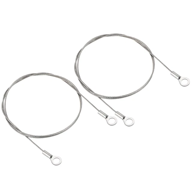 2Pcs 1.5mmx80cm Steel Security Cable 6mm ID Eyelets Ended Safety Wire Rope