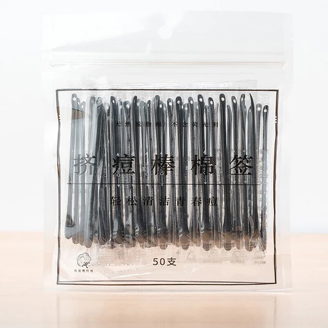 50pcs Acne Cotton Swab Earswab Pick Blackhead Squeeze Makeup Cotton Swab St*tz 2