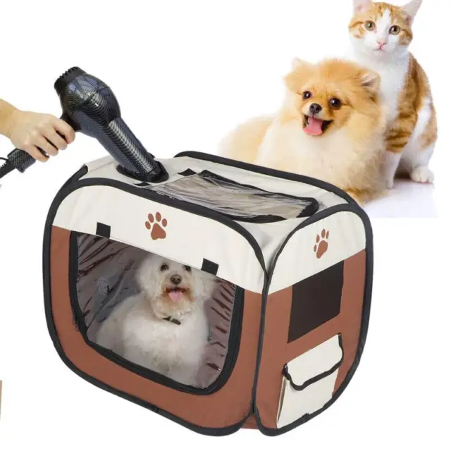 Secador de pelo para mascotas bolsa de viaje jaula plegable portátil para gatos perros gallina