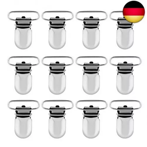 QIXINHANG 12x Schnuller Clips Metall Schnullerketten Baby Clip Ersatz für