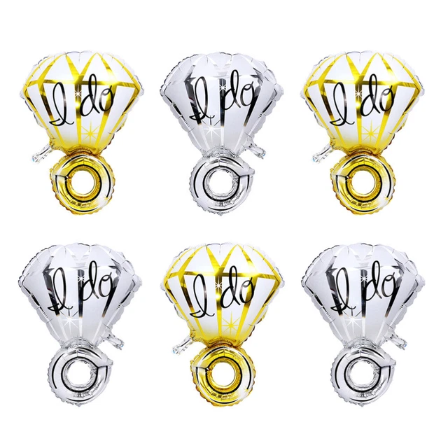 6 Pieces I Do Diamond Ring Balloons Large Aluminum Foil Balloons for Love Party