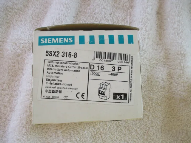 NIB Siemens Circuit Breaker   16A    3P        5SX2 316-8