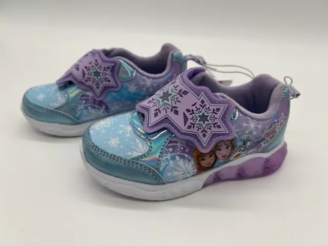 NWT Girls Toddler Disney Frozen Silver Light Up Sneakers