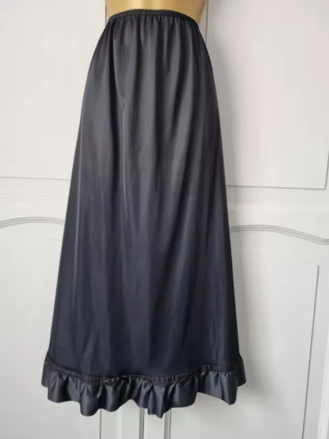 Mezza Slip Donna Vintage Dorothy Perkins Nero Seta Raso Nylon Taglia Media