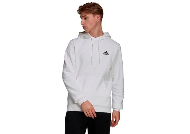 Felpa felpe da uomo ragazzo Adidas H12211 con cappuccio tasca cotone bianca XL