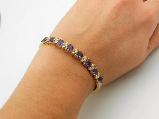 Bracelet en diamant simulé avec améthyste violette et cœur de 7,50 ct,...