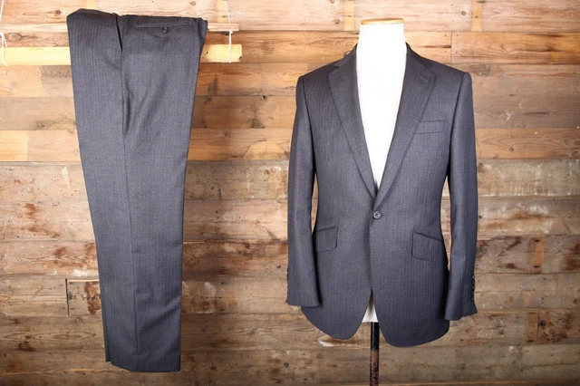 Tuta M&S Wintle Timothy Everest 38R 34W 31L grigio scuro lana a righe