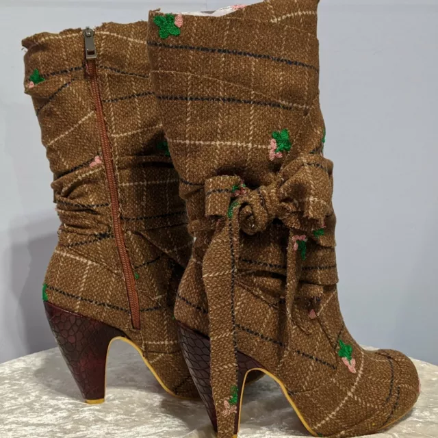 Party Pants Brown Rustic Irregular Choice Vintage Winter Heels