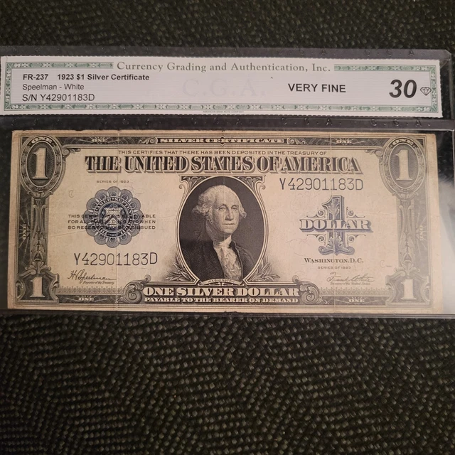 ✯1923- One Dollar Note ✯ $1 Silver Certificate VG+ ✯ Bill Blue US Currency✯