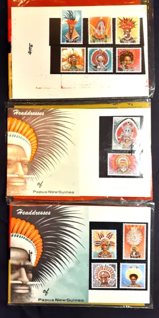 Papua New Guinea 1977/1978 Headresses Series Stampacks X 3 Mint