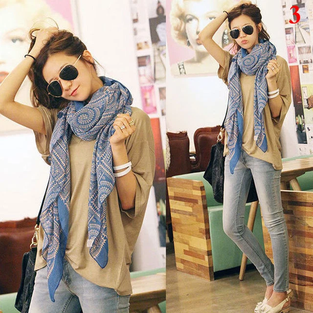 Sciarpa Estiva Da Donna Grande Lunga Leggera Scialle