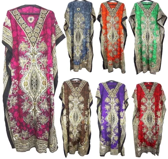 Lote de 5 piezas Kaftan de seda para mujer Vestido largo Maxi Kaftan...