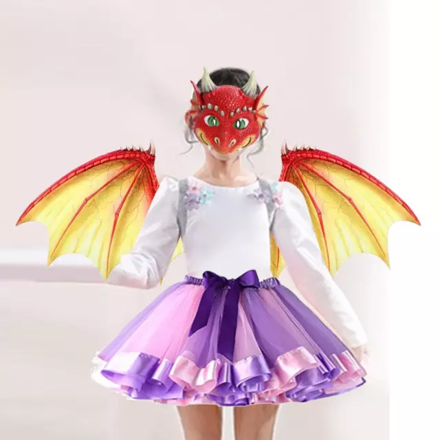 Kids Dragon Costume Dinosaur Wings Mask Set Fancy Dress 3D Dragon Wing