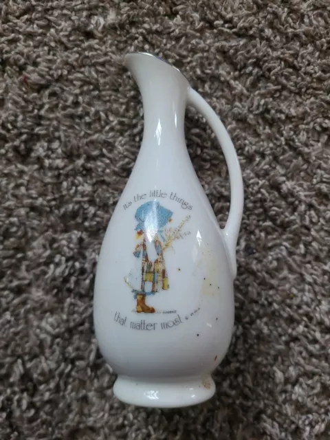 Holly Hobbie Blue Girl porcelain bud vase American Greetings vintage 1983