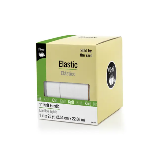 BRAND NEW Dritz Knit Elastic Elastico 1 in x 25 yd White Washable 9418-W