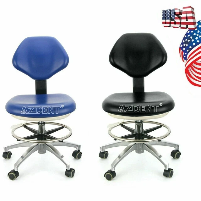Dental Mobile Chair Adjustable Office Stool Dentist  360° Chair PU Leather UPS