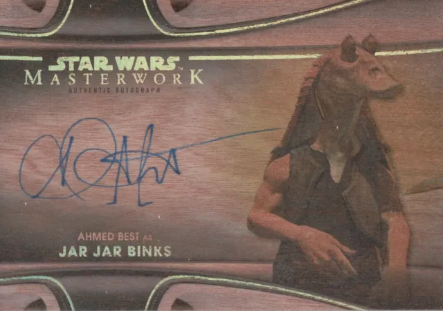 Star Wars Masterwork 2021, Ahmed Best (Jar Jar Binks) Wood Autograph Card #06/10