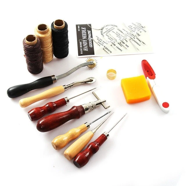 14pcs Leder Werkzeug Ledernadeln Lederhobel Stitching Sattler DIY Handwerk Set